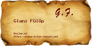 Glanz Fülöp névjegykártya